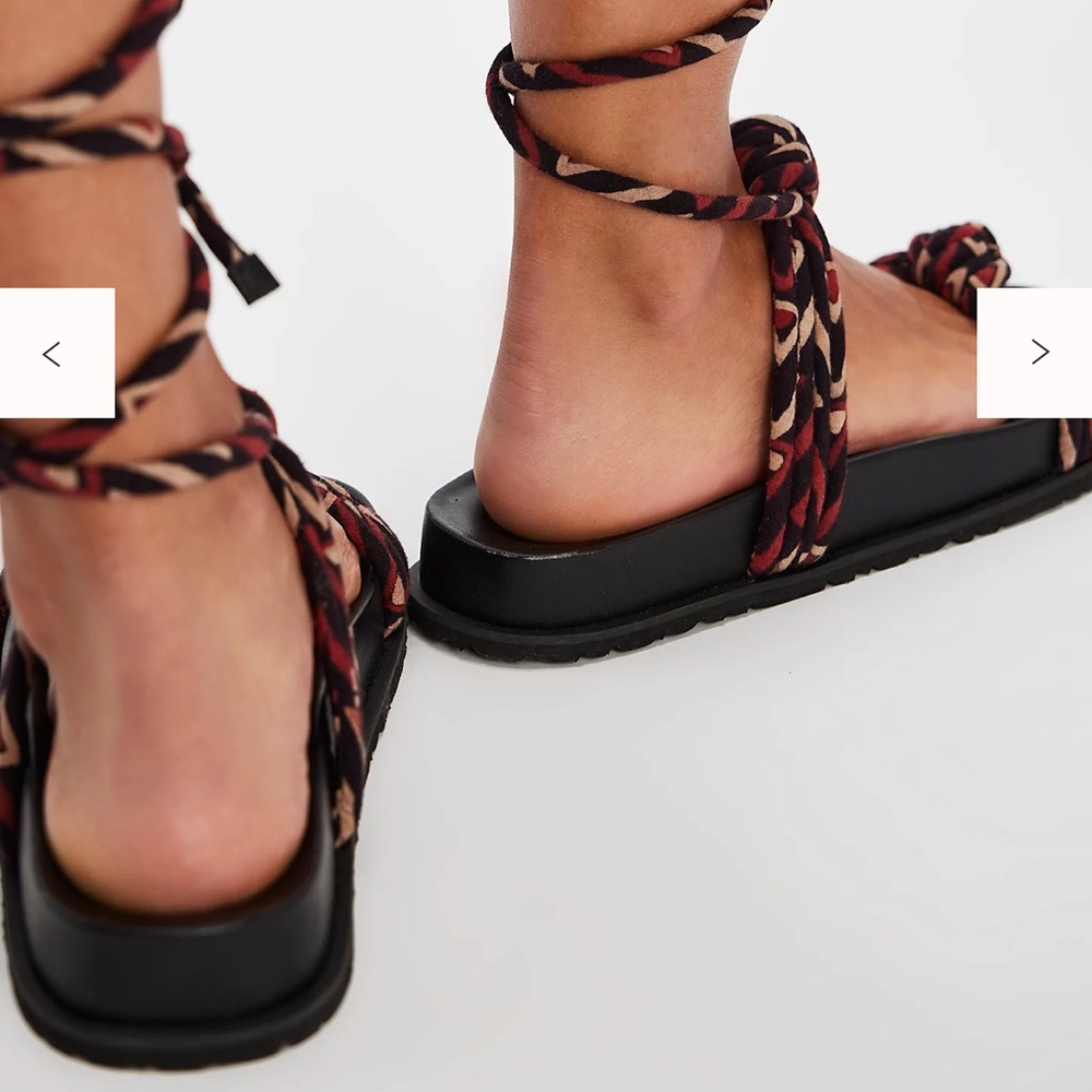 Free People Resort-Ready Wrap Sandals in Berry Bohemian Artisanal Women’s 9 NWT - Picture 5 of 13